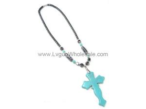 18inch Big Turquoise Cross Hematite Necklace Chain